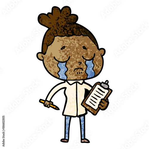 cartoon crying saleswoman