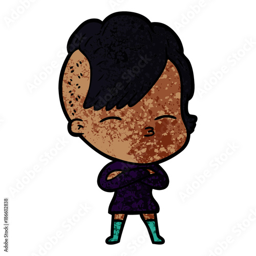 cartoon squinting girl