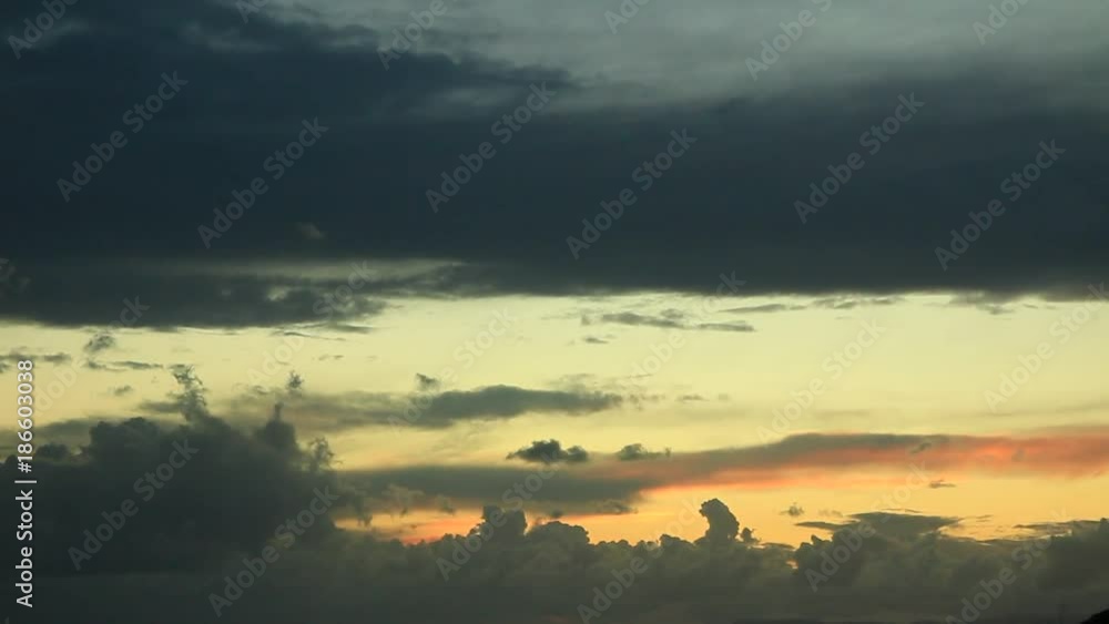 Dark stormy clouds on sky after sunset. Time lapse Dark stormy clouds on sky after sunset. Time lapse