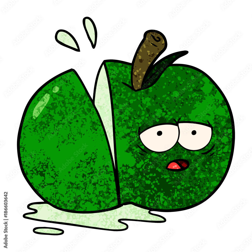 Naklejka premium cartoon sliced apple