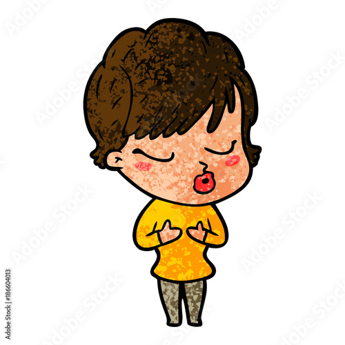 cartoon woman with eyes shut