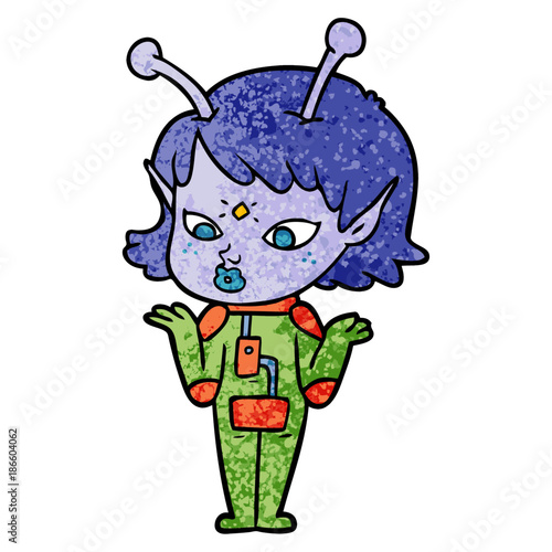 pretty cartoon alien girl
