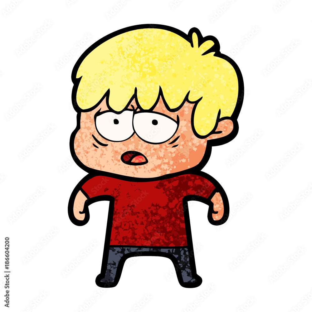 cartoon exhausted boy
