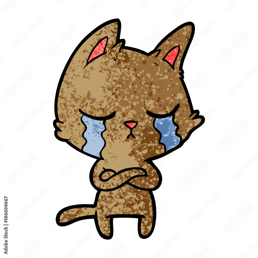 crying cartoon cat with folded arms crying cartoon cat with folded arms