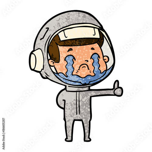 cartoon crying astronaut