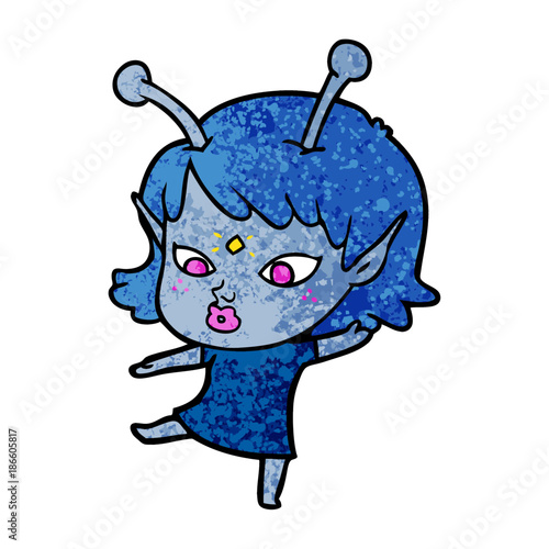 pretty cartoon alien girl