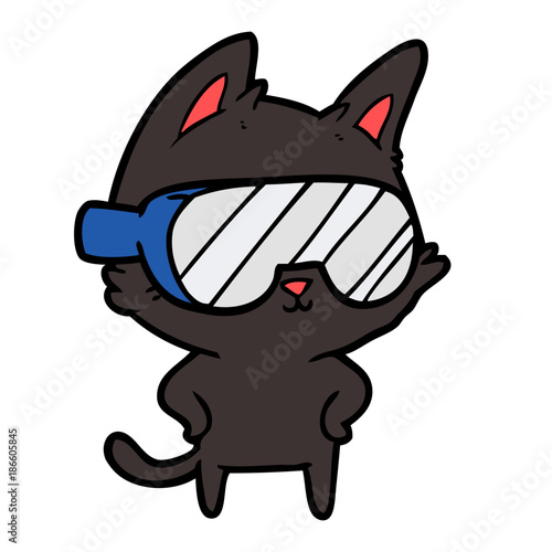 cartoon cat with goggles over eyes