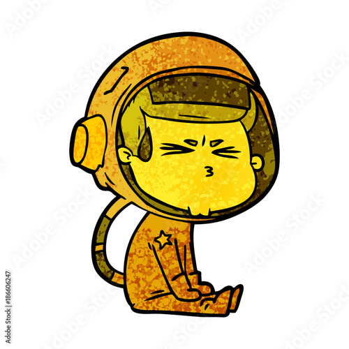 cartoon stressed astronaut