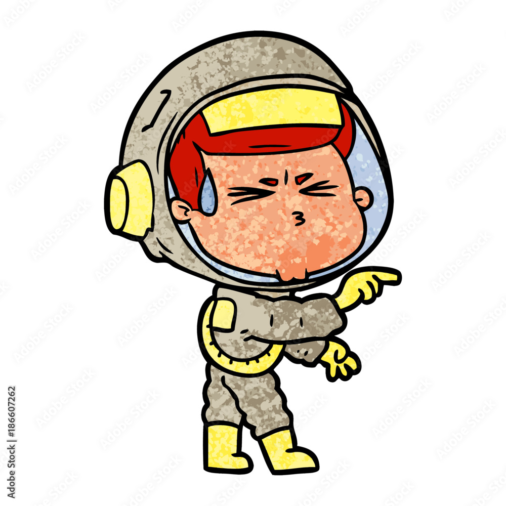 cartoon stressed astronaut