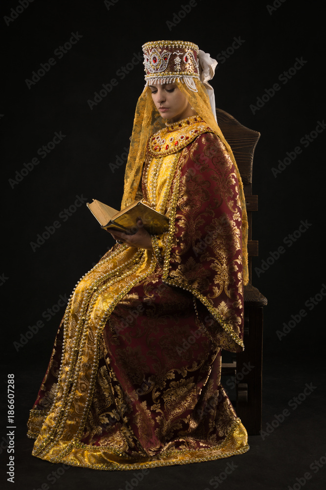 Fototapeta premium Russian queen in historical dress suit