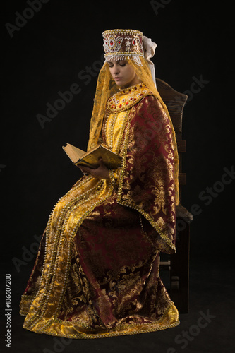 Russian queen in historical dress suit