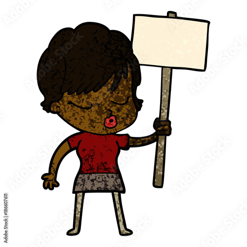cartoon woman with eyes shut