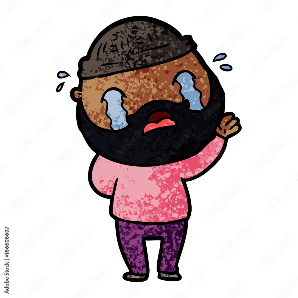 cartoon bearded man crying