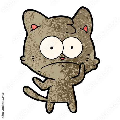 cartoon nervous cat