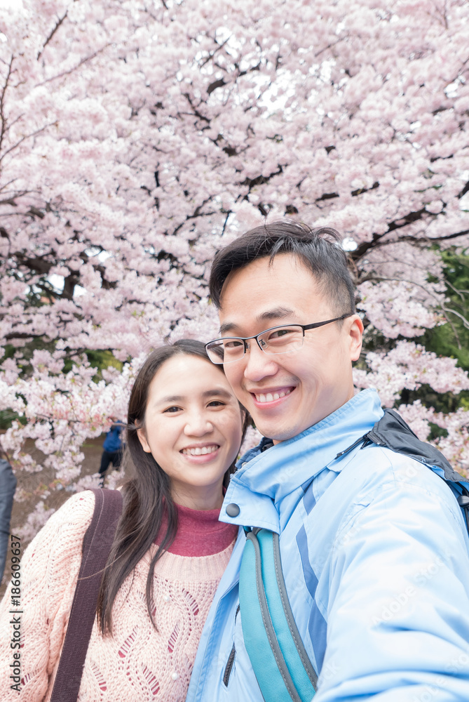couple with Cherry blossoms