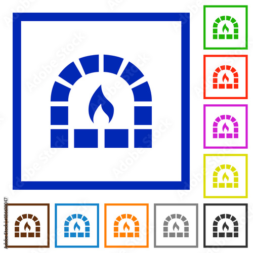 Stone oven flat framed icons