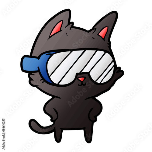cartoon cat with goggles over eyes
