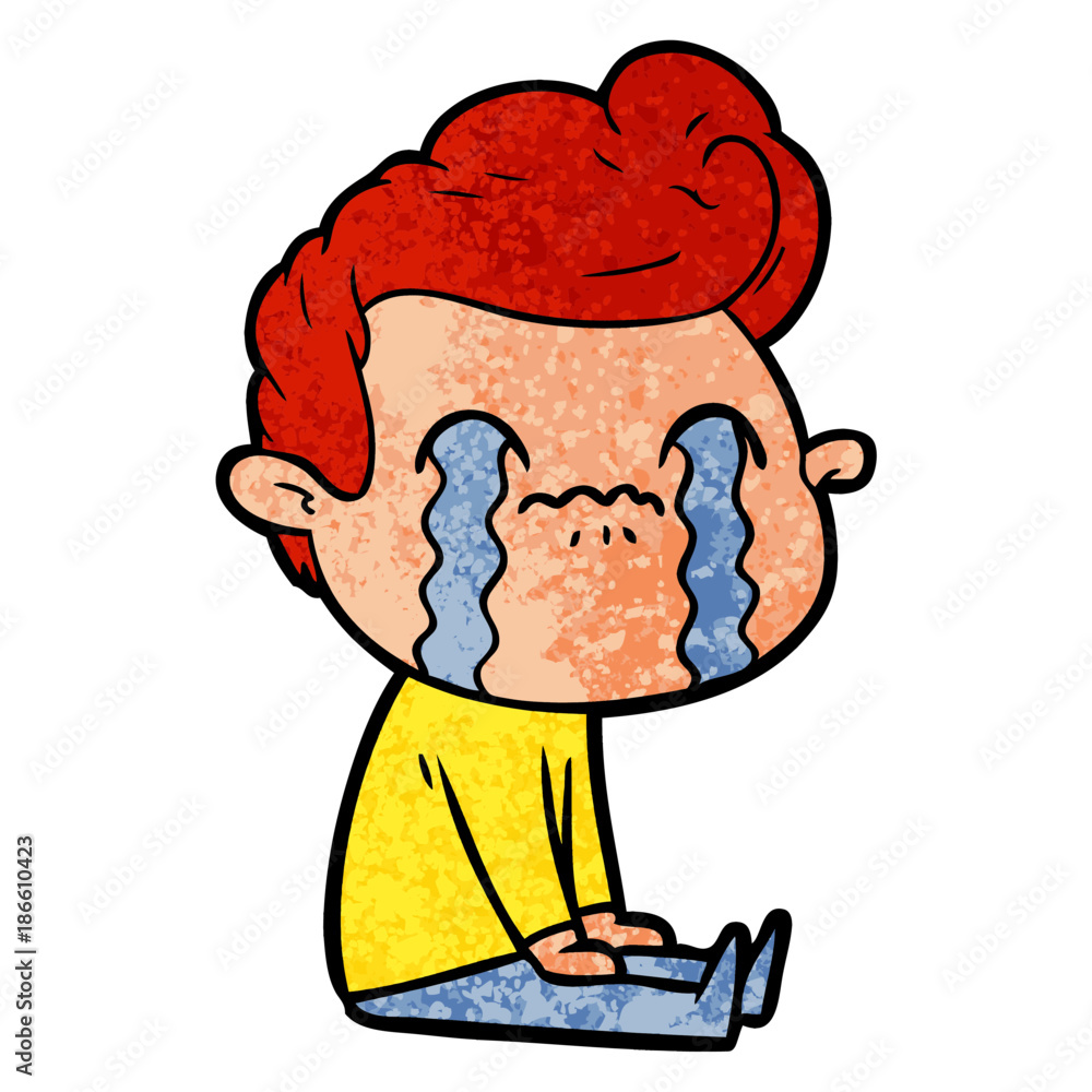 Obraz premium cartoon man crying