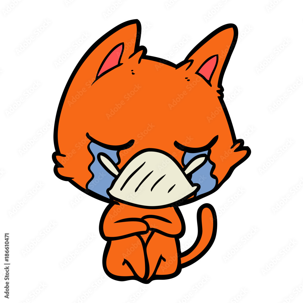 crying cartoon cat sitting crying cartoon cat sitting