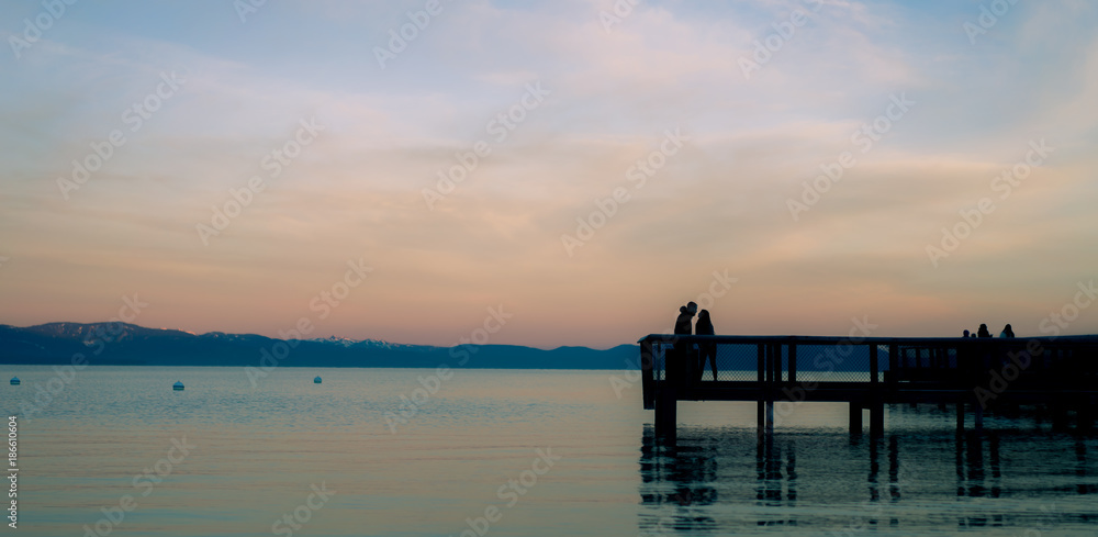 Morning Pier, and a couple about to kiss Morning Pier, and a couple about to kiss
