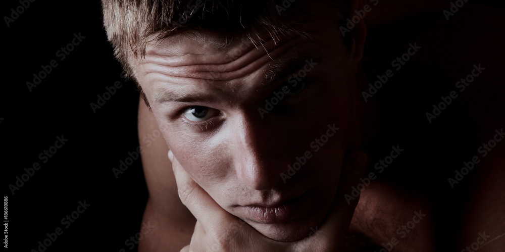 Fashion man looking at camera with confidence top view Fashion man looking at camera with confidence top view