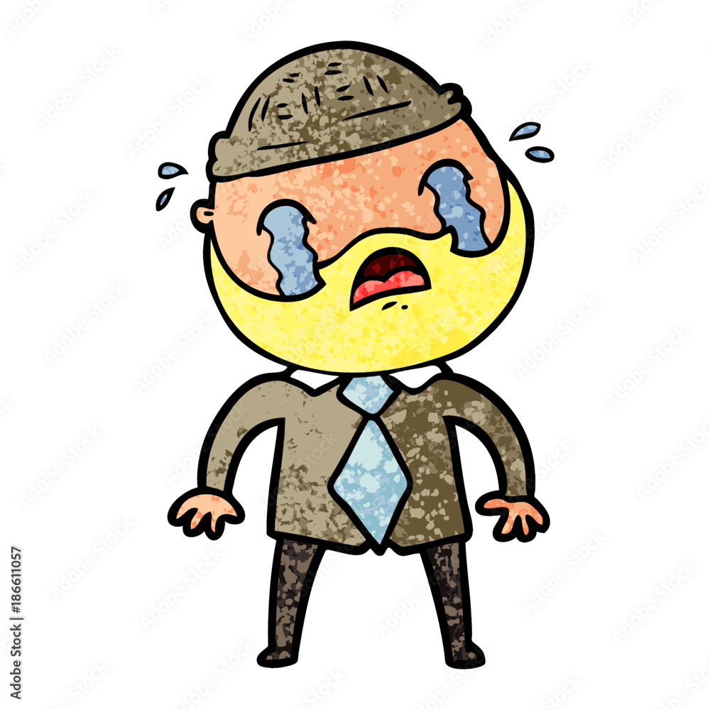 cartoon bearded man crying