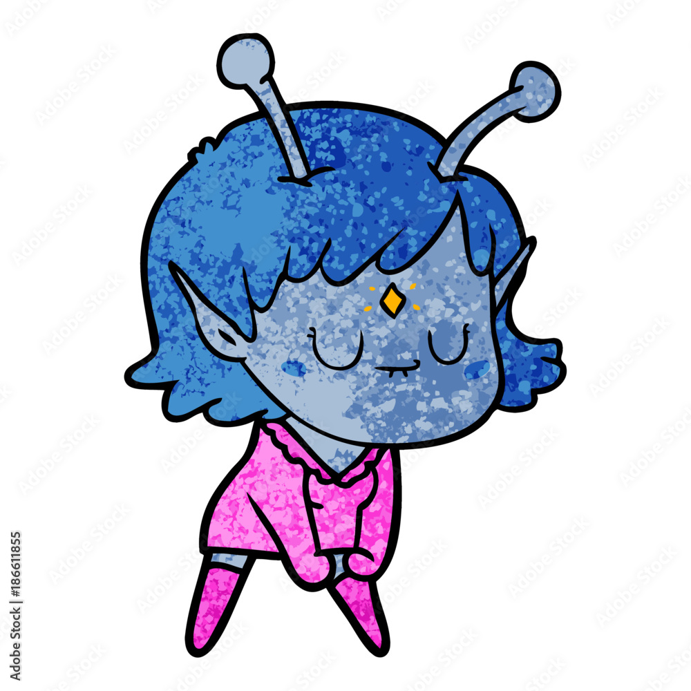 cartoon alien girl doing muscle pose cartoon alien girl doing muscle pose