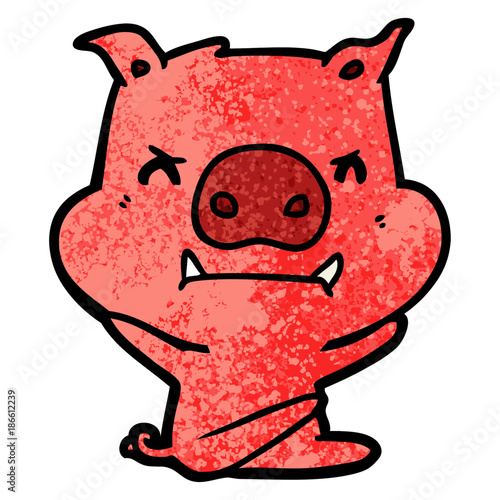 angry cartoon pig throwing tantrum