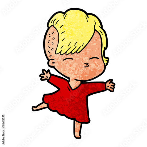 cartoon squinting girl