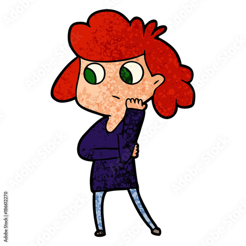 cartoon unsure woman