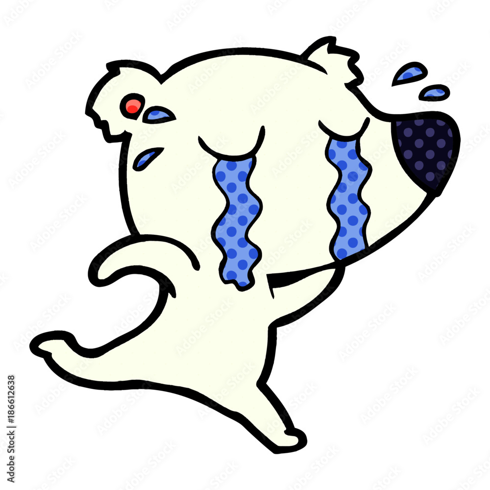 Fototapeta premium sad little polar bear cartoon