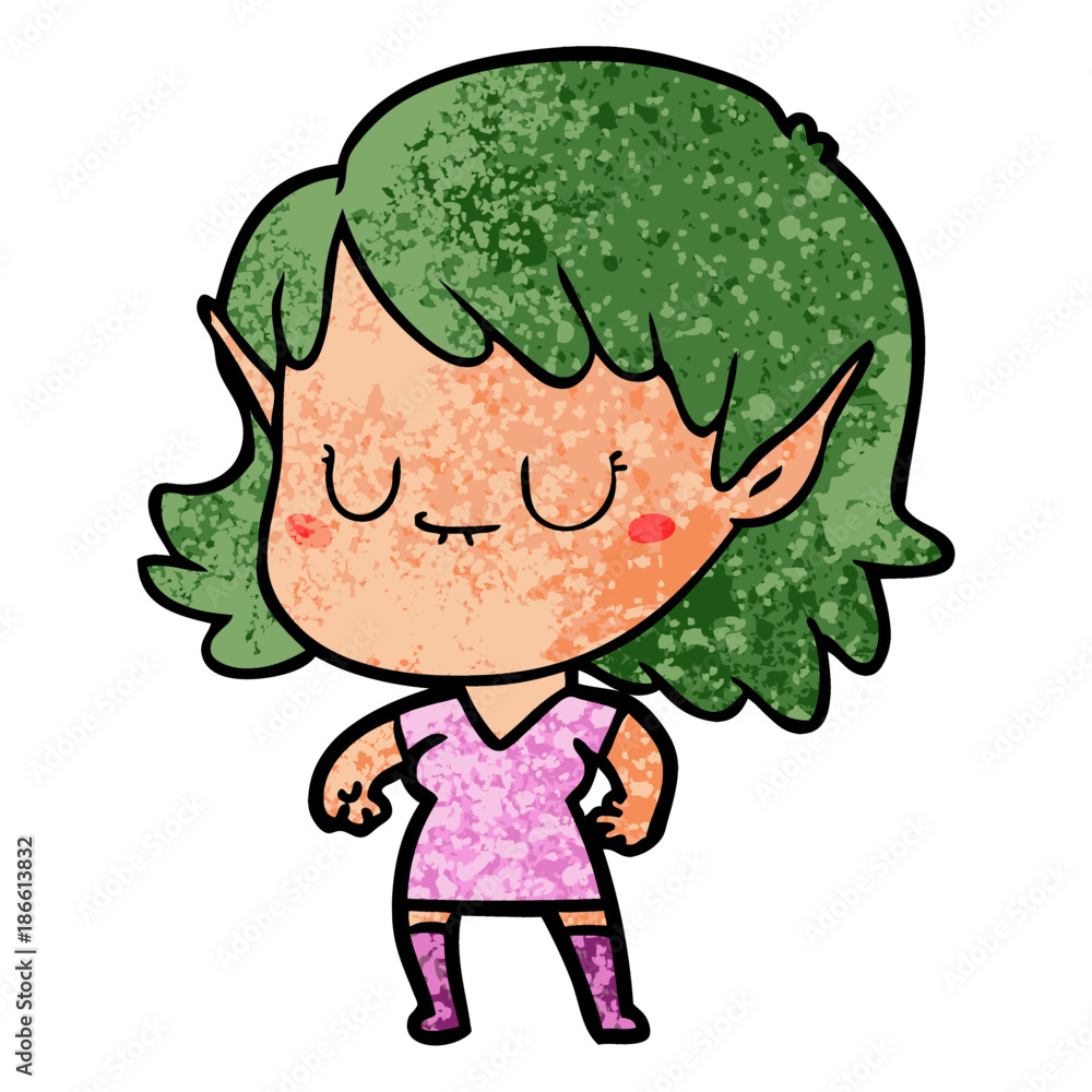 happy cartoon elf girl happy cartoon elf girl