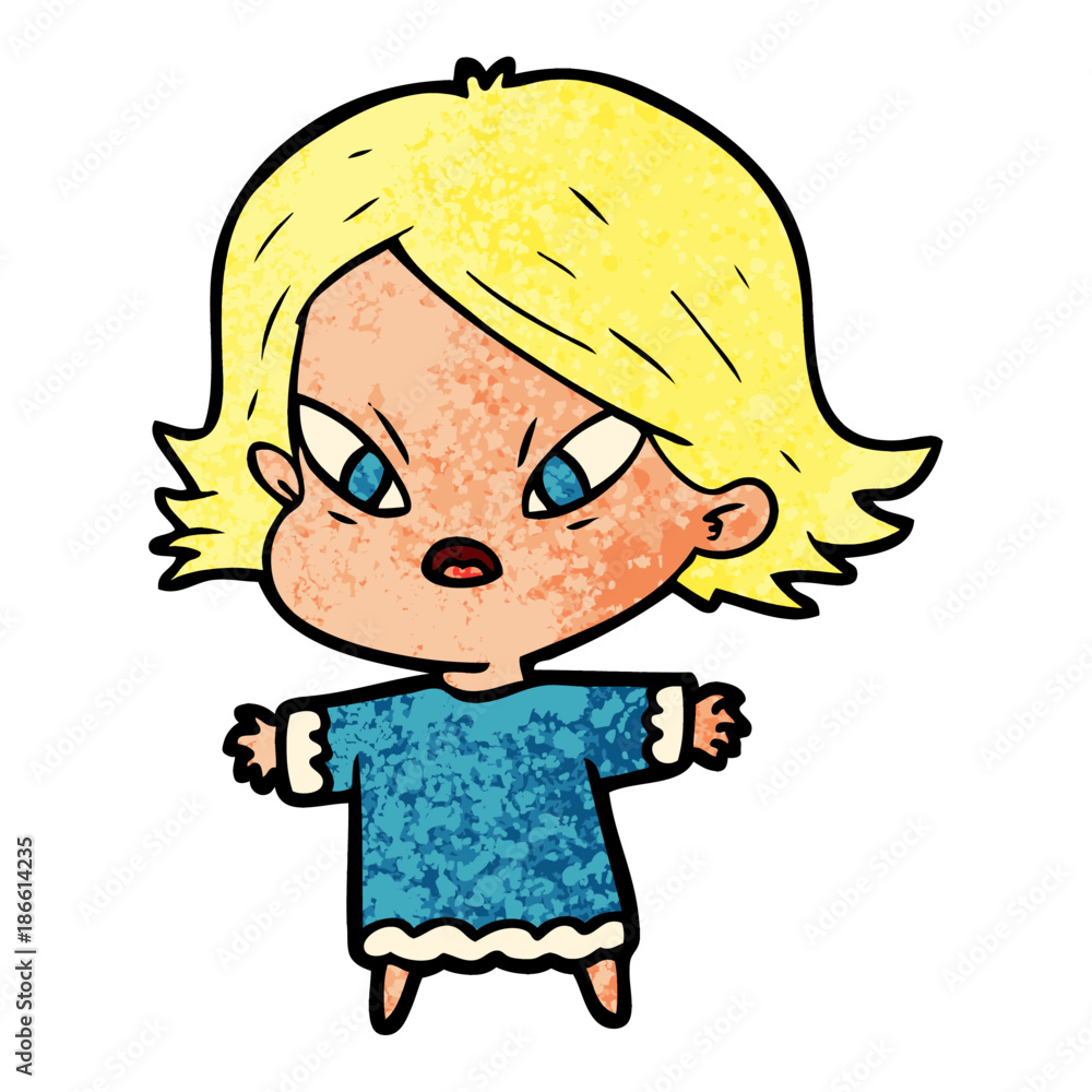 cartoon stressed woman