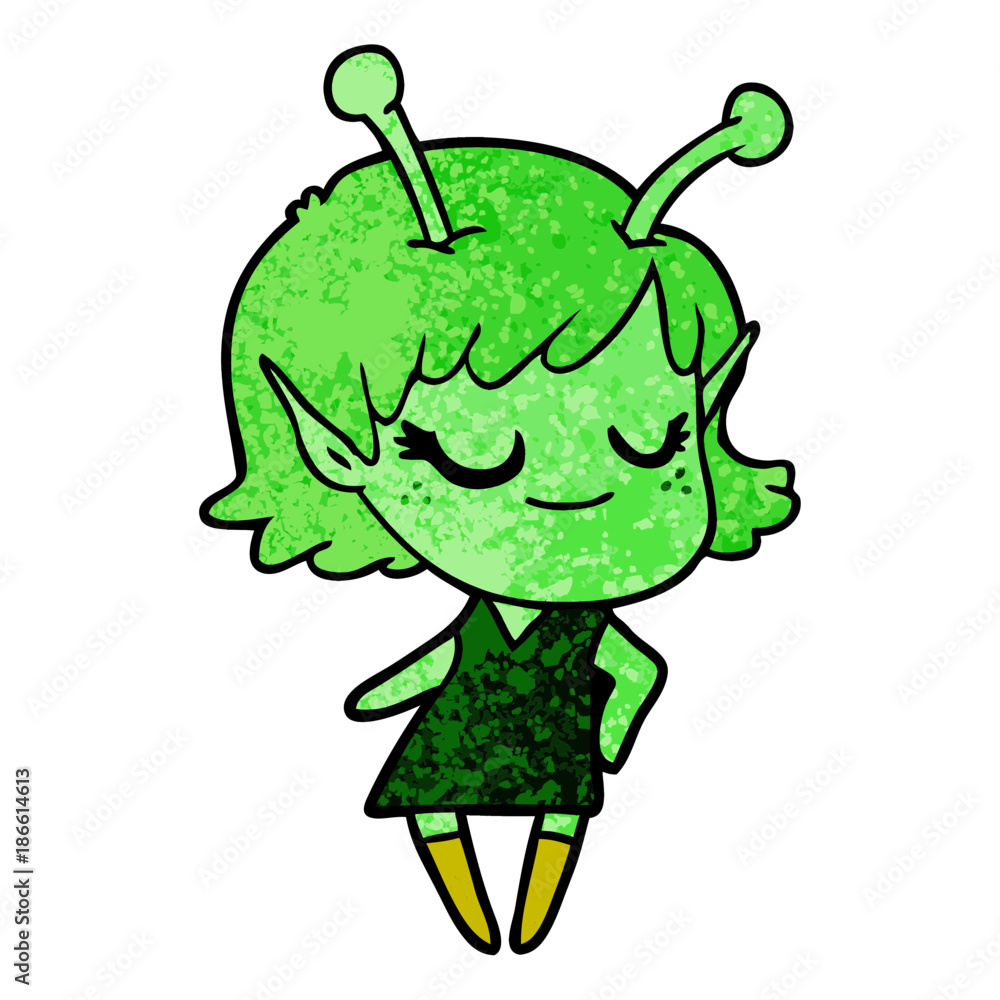 Fototapeta premium smiling alien girl cartoon