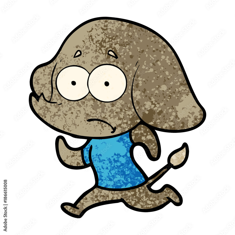 cartoon unsure elephant running away cartoon unsure elephant running away
