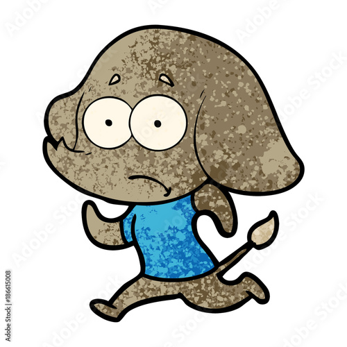 cartoon unsure elephant running away