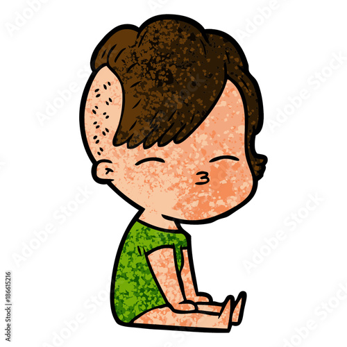 cartoon squinting girl