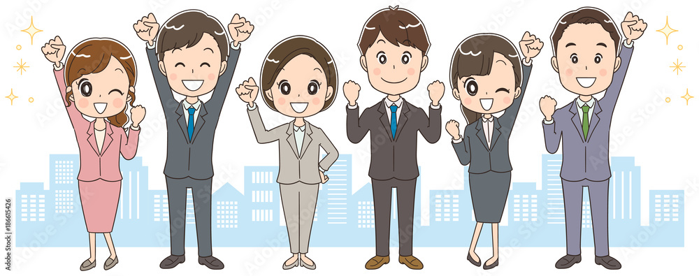 ビジネスチームのイラスト オフィス街 Stock Vector Adobe Stock