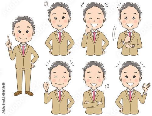 ベテランビジネスマンのイラスト（セット）
