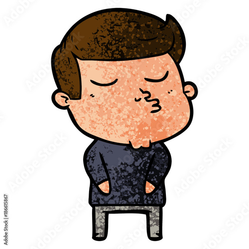 cartoon model guy pouting