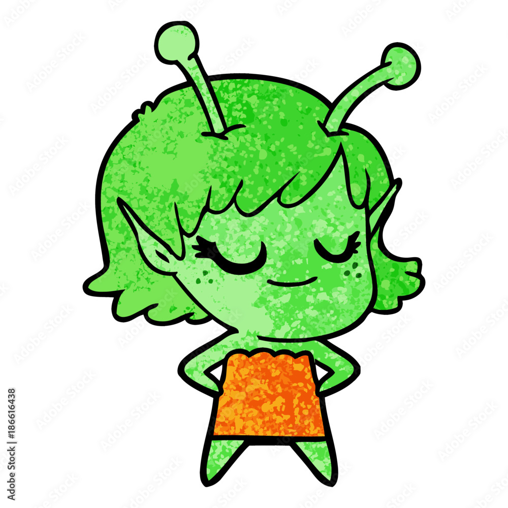 smiling alien girl cartoon smiling alien girl cartoon