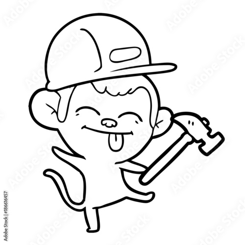 funny cartoon builder monkey dancing