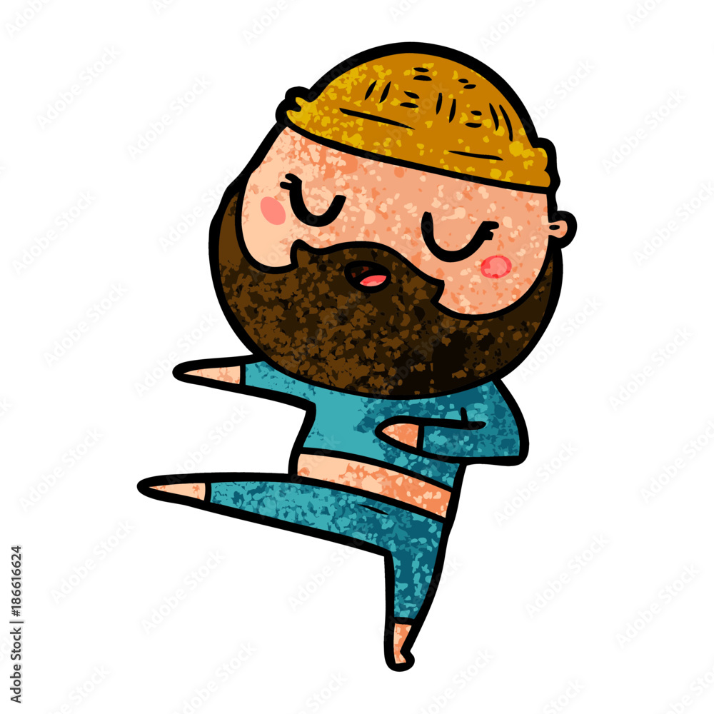 Obraz premium cartoon man with beard dancing