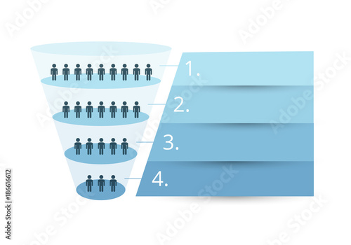 Business infographics with stages of a Sales Funnel. Internet marketing concept - vector illustration.