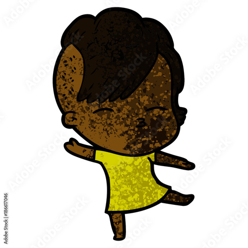 cartoon squinting girl