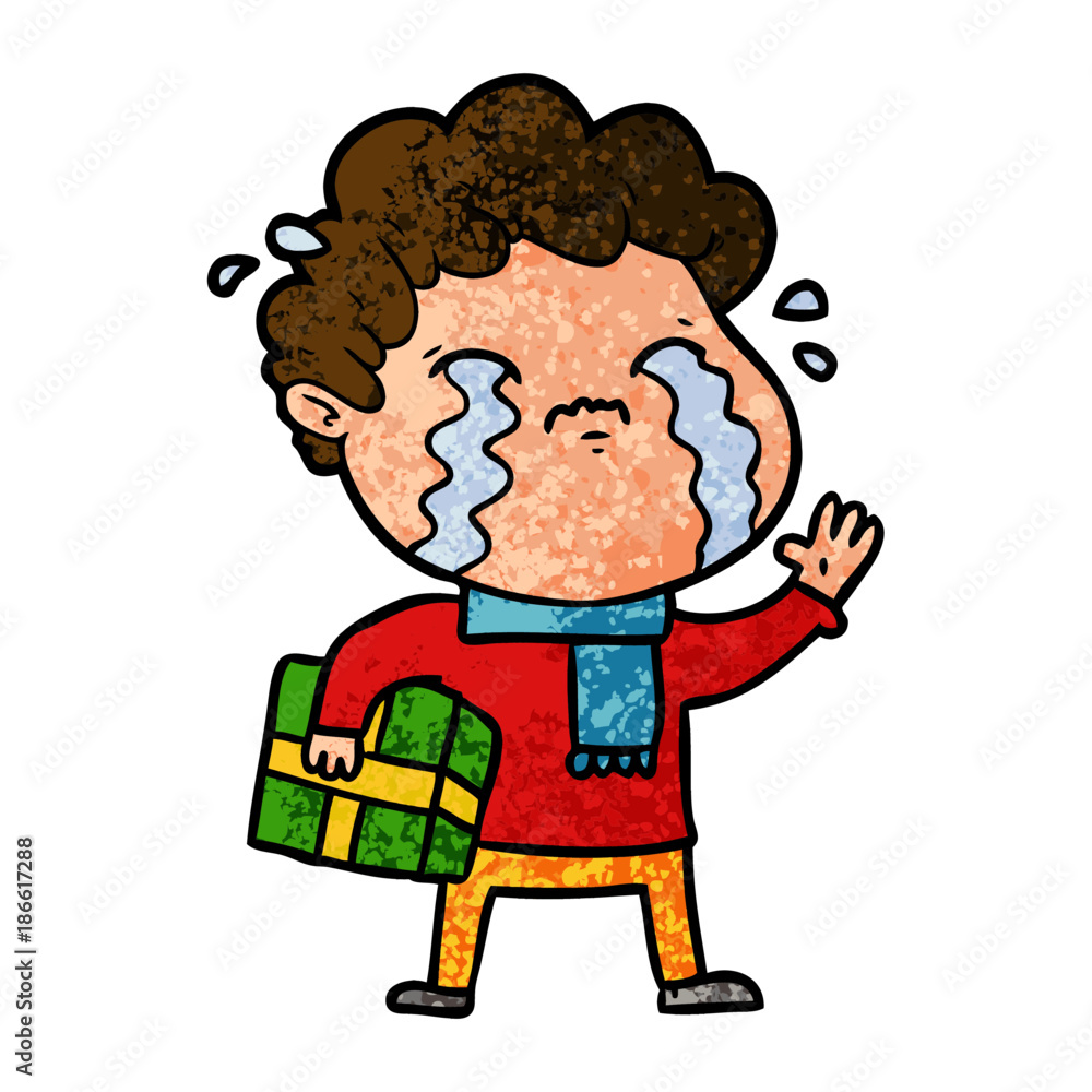 Obraz premium cartoon man crying