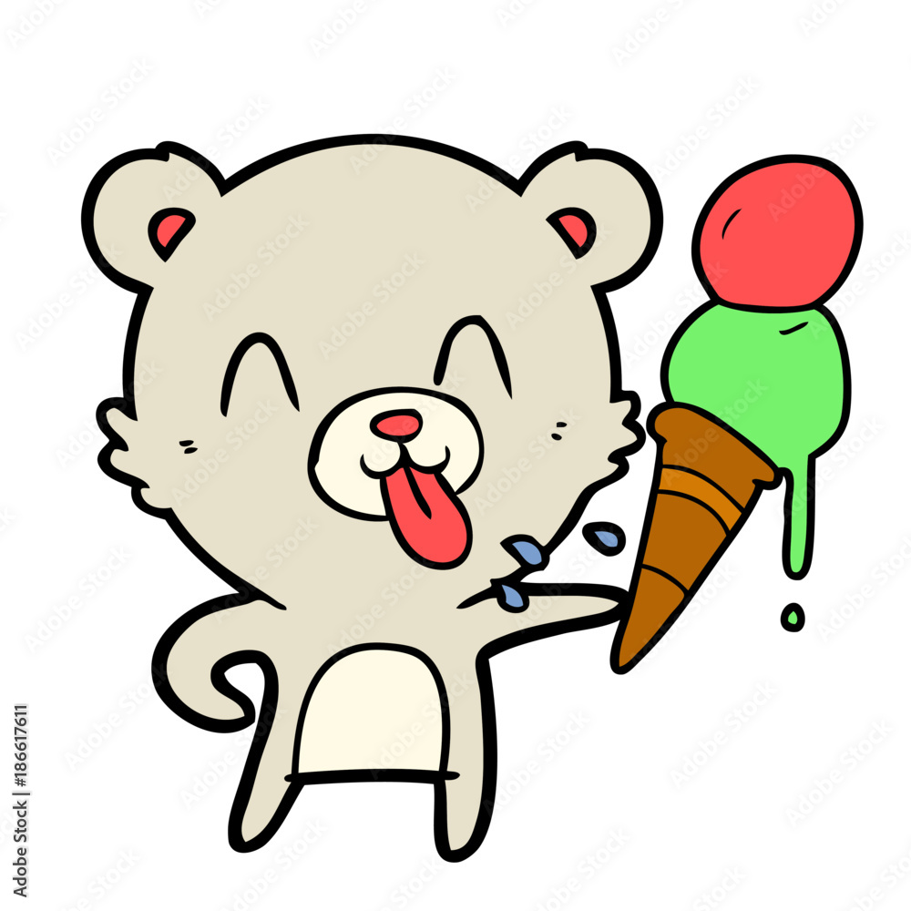 Fototapeta premium cartoon bear with ice cream