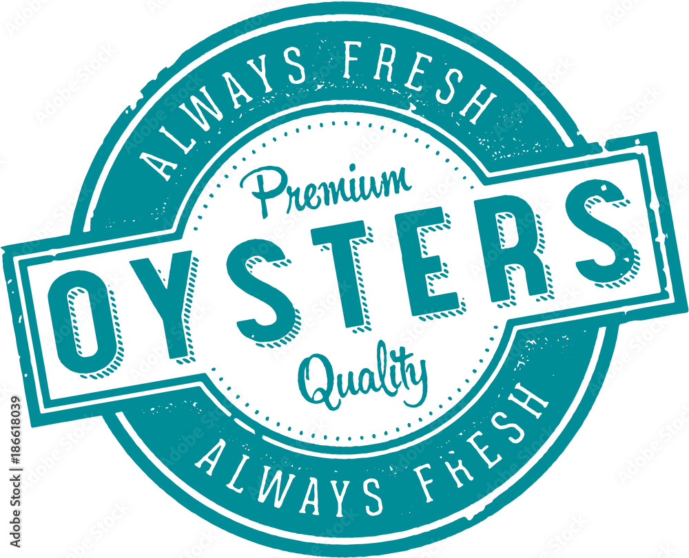 Vintage Fresh Oysters Restaurant Menu Stamp