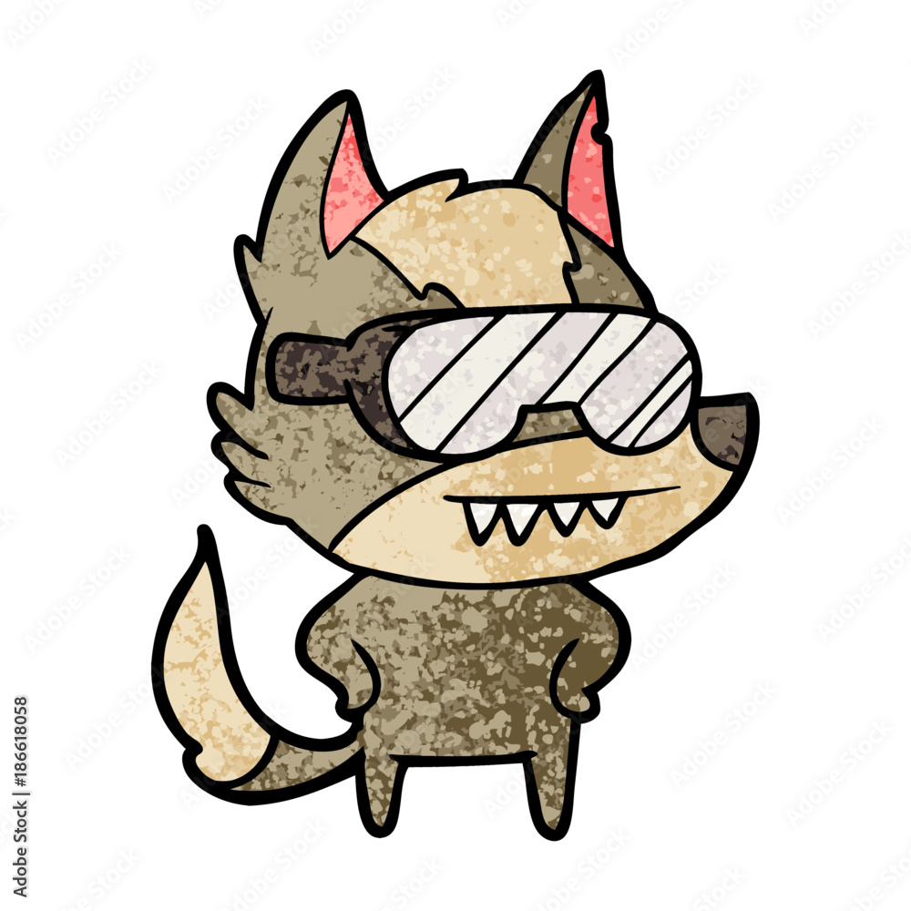 wolf wearing goggles cartoon wolf wearing goggles cartoon