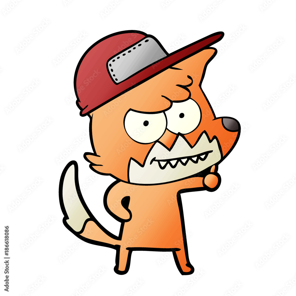 Naklejka premium cartoon grinning fox